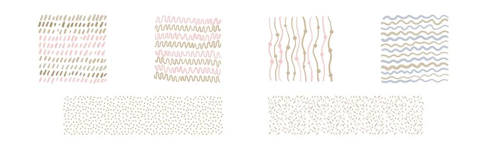 Hand Drawn Square Seamless Pattern and Doodle Ornate Vector Set Stock Illustration