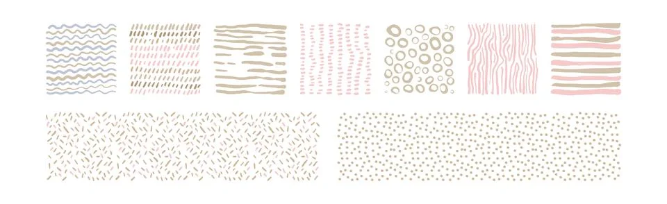 Hand Drawn Square Seamless Pattern and Doodle Ornate Vector Set 库存插图