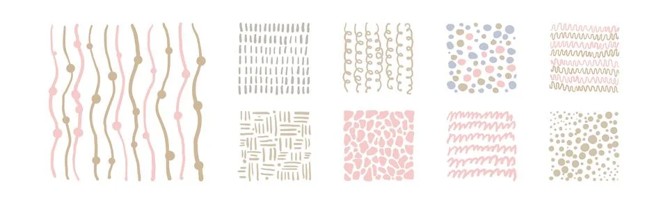 Hand Drawn Square Seamless Pattern and Doodle Ornate Vector Set Illustrazione stock