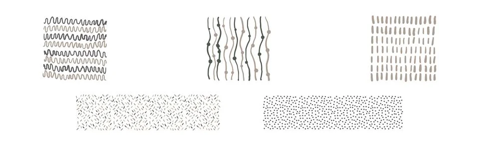 Hand Drawn Square Seamless Pattern and Doodle Ornate Vector Set Stock Illustration