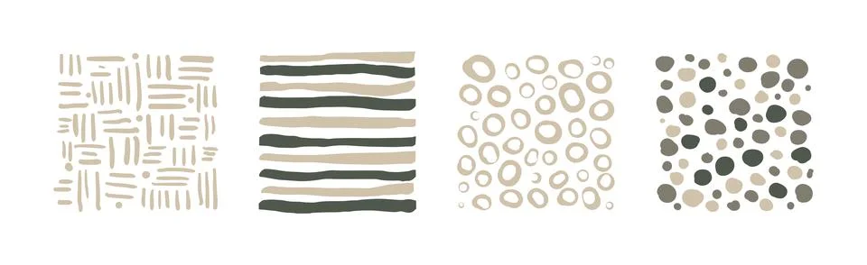 Hand Drawn Square Seamless Pattern and Doodle Ornate Vector Set Illustrazione stock