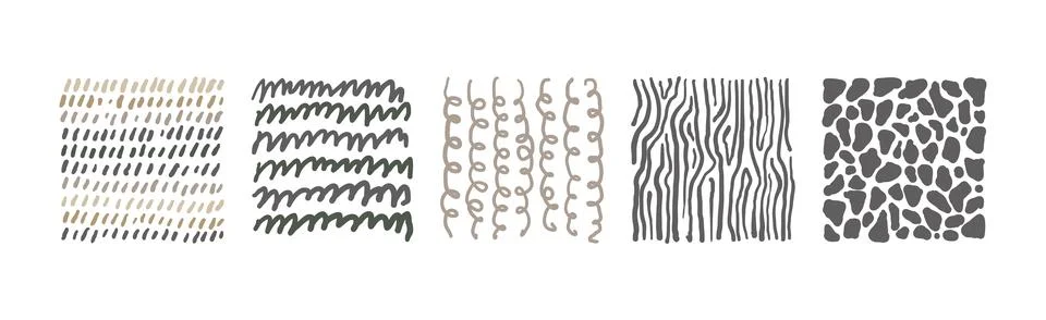 Hand Drawn Square Seamless Pattern and Doodle Ornate Vector Set Stock Illustration