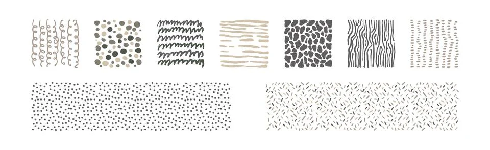Hand Drawn Square Seamless Pattern and Doodle Ornate Vector Set Stock Illustration