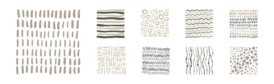 Hand Drawn Square Seamless Pattern and Doodle Ornate Vector Set Illustrazione stock