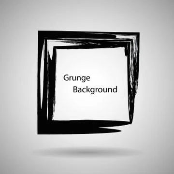 Hand drawn square shape. Label, logo design element. Black frame. Grunge ba.. Illustrazione stock
