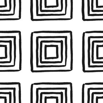 Hand Drawn Square Shapes Seamless Pattern 스톡 일러스트