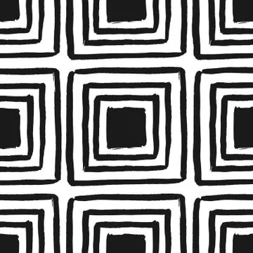 Hand Drawn Square Shapes Seamless Pattern 스톡 일러스트