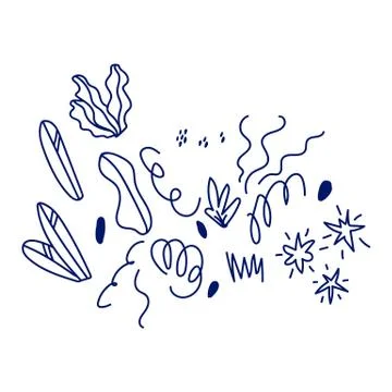 Hand drawn squiggles, leaves, waves, set for your illustration. A set of Stock Illustration
