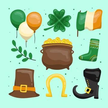 Hand-drawn st. patricks day element collection theme Stock Illustration