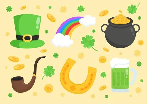 Hand-drawn st. patrick's day elements collection Illustrazione stock
