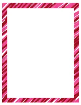 Hand drawn St Valentine Day page frame border. Pink red heart love kiss Stock Illustration