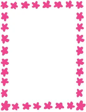 Hand drawn St Valentine Day page frame border. Pink red heart love kiss Stock Illustration