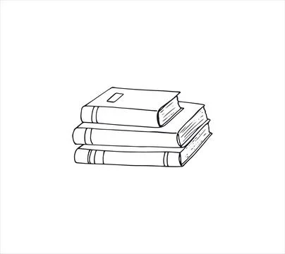 Hand Drawn Stack of Books.  Isolated vector illustration on a white backgroun Stock Illustration