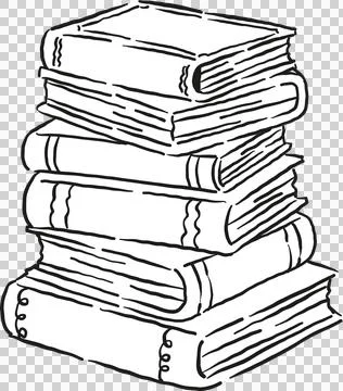 Hand drawn Stack of Books Outline Illustration Stock Illustration