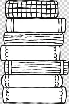 Hand drawn Stack of Books Outline Illustration Stock Illustration