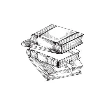 Hand drawn stack of books. Vector illustration isolated on white background Illustrazione stock