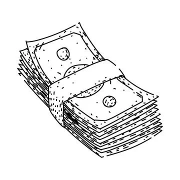 Hand drawn stack of money banknotes illustration Stock Illustration