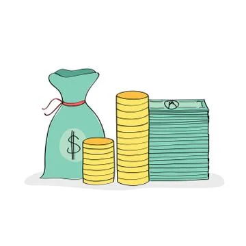 Hand drawn stack of money Illustrazione stock