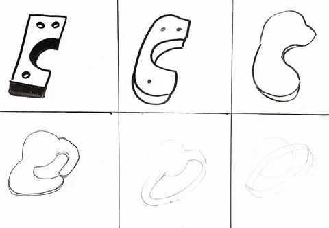 Hand-drawn stages of changes in shape of figure Illustrazione stock