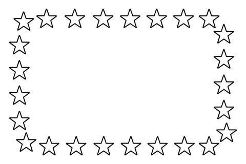 Hand drawn star border frame with rounded corners on white background Stock Illustration