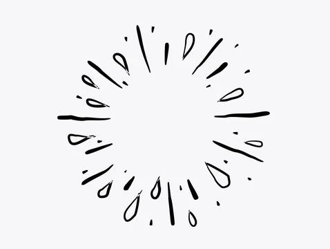 Hand drawn star burst explosion. Illustrated Design Element. イラスト素材