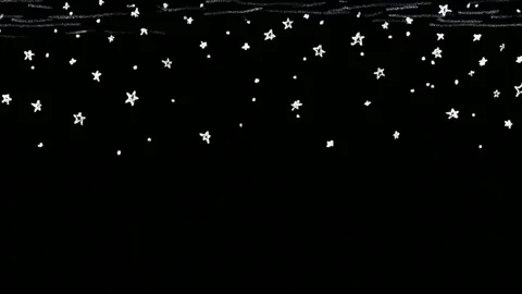 Hand drawn star confetti falling on black background, abstract background a.. Stock-Footage 342045337