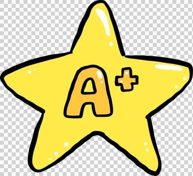 Hand drawn A+ Star Illustration, Back to School 库存插图