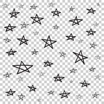 Hand drawn star pattern with ink doodles. Simple vector illustration on isola イラスト素材