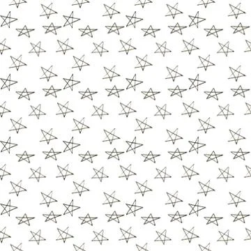 Hand drawn star pattern with ink doodles. white background. Clip art illustra Stock Illustration