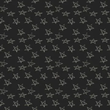 Hand drawn star pattern with ink doodles. white background. Clip art illustra Illustrazione stock