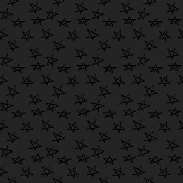 Hand drawn star pattern with ink doodles. white background. Clip art illustra Stock Illustration