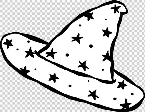 Hand Drawn Star Witch Hat Outline Illustration Stock Illustration