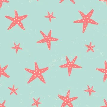 Hand Drawn Starfish Seamless Pattern Stock Illustration