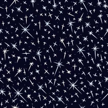Hand-drawn starry sky vector seamless pattern	 Stock Illustration