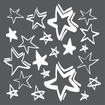 Hand drawn stars set vector icons illustration . Stock Illustration