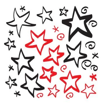 Hand drawn stars set vector icons illustration . Stock Illustration