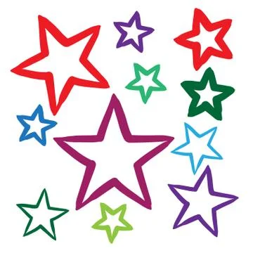 Hand drawn stars set vector icons illustration . Stock Illustration