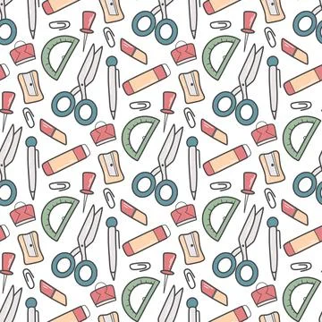 Hand drawn stationery seamless pattern イラスト素材