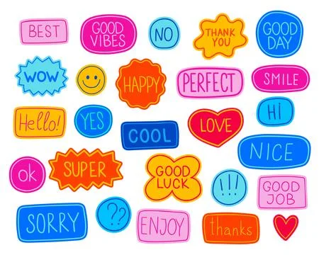 Hand Drawn Sticker Pack. Stock Illustration