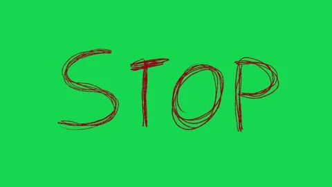 Hand Drawn Stop Text Animation on Green Screen Warning Prohibition Video Overlay Видео 334608690