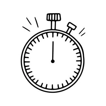Hand drawn stopwatch timer. Stopwatch quick delivery speed concept, express and Stock Illustration