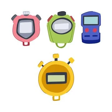 Hand drawn stopwatches measuring time and speed Stock Illustration