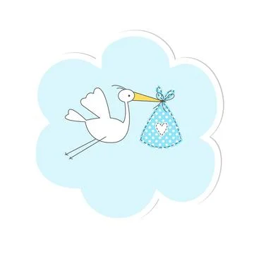 Hand drawn stork on the Sky. Stock Illustration