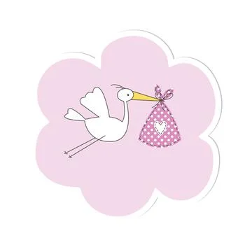 Hand drawn stork on the Sky Stock Illustration