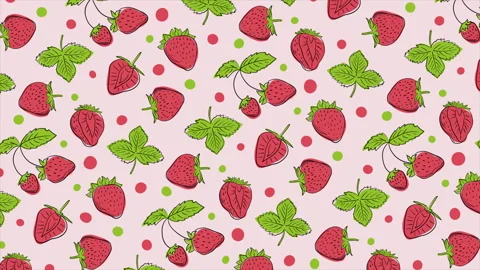 Hand drawn strawberries background on a seamless loop Stock Footage 309463317