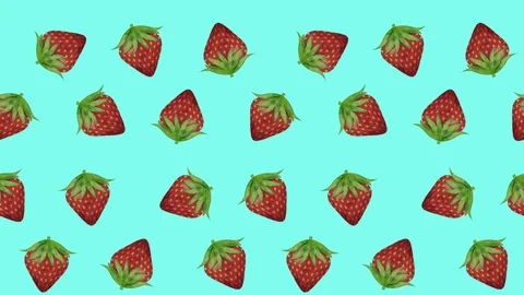 Hand Drawn Strawberries On Blue Background. 1080p, 30fps. Stock Footage 97188401