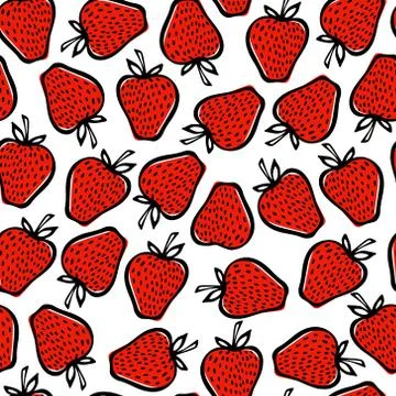 Hand drawn strawberry pattern Stock Illustration