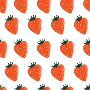 Hand drawn strawberry seamless repeat pattern Stock Illustration