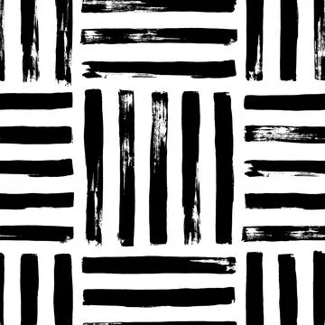 Hand drawn striped black square seamless pattern. 스톡 일러스트