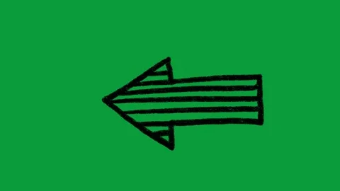 Hand Drawn Striped Left Arrow Direction Pointer 2D Animation Green Screen Stock Footage 341798826